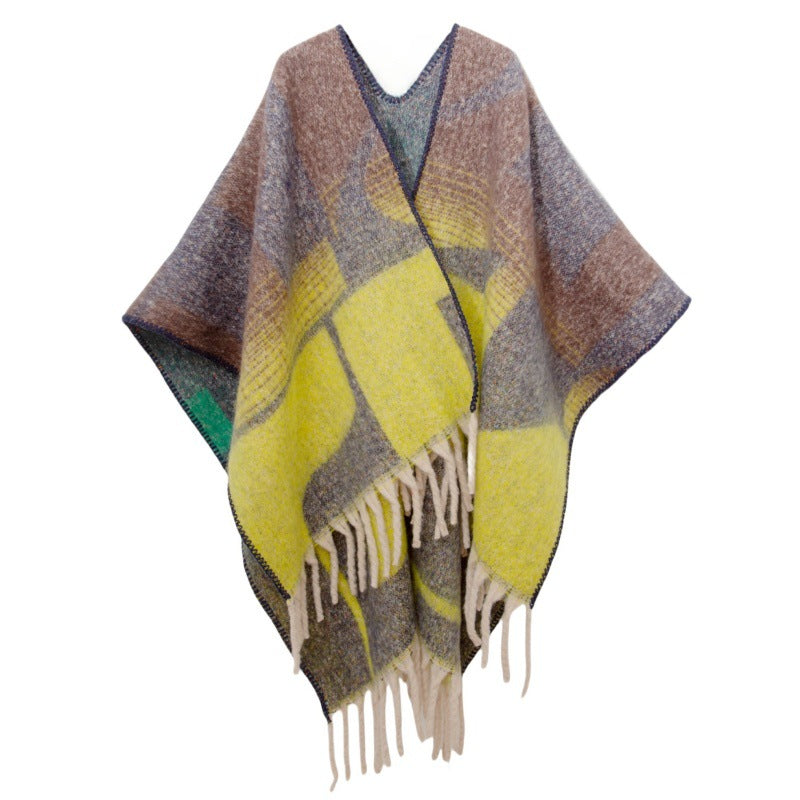 Fringed Jacquard Blanket Shawl Wrap Scarf