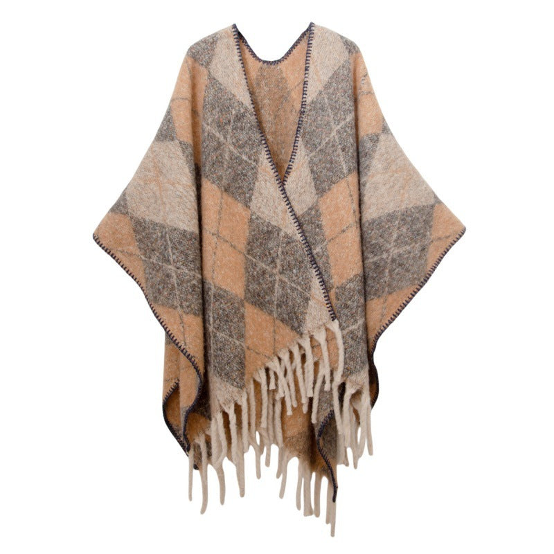 Fringed Jacquard Blanket Shawl Wrap Scarf