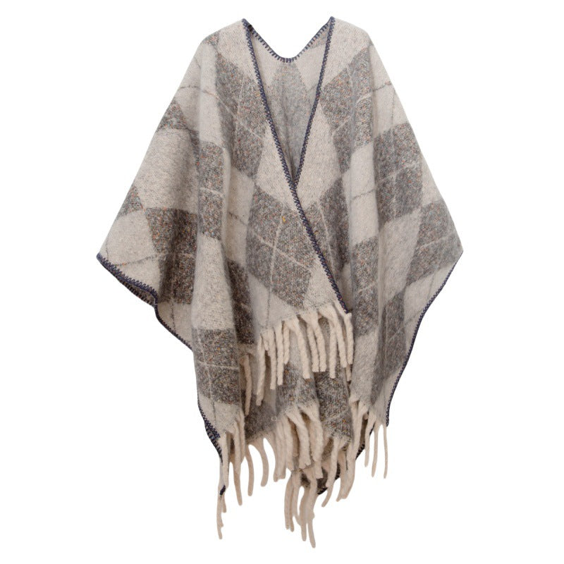 Fringed Jacquard Blanket Shawl Wrap Scarf