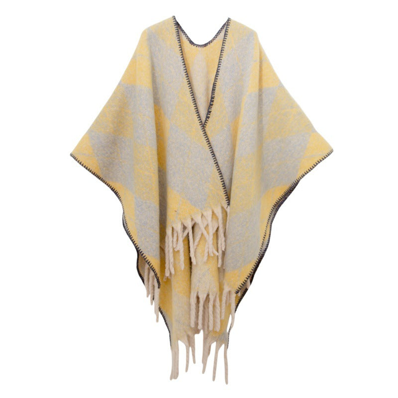 Fringed Jacquard Blanket Shawl Wrap Scarf