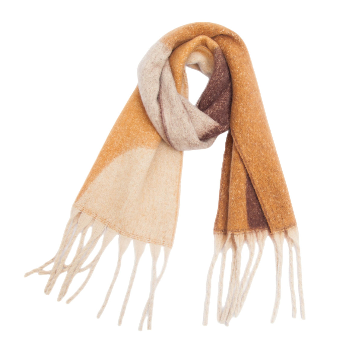 Abstract Colorblock Tassel Blanket Scarf