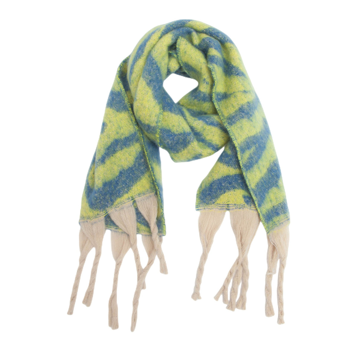 Zebra Stripe Fringed Blanket Scarf