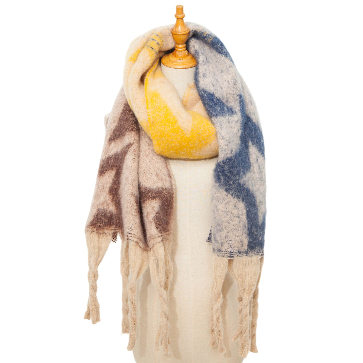 Star Print Fringe Blanket Scarf Wrap