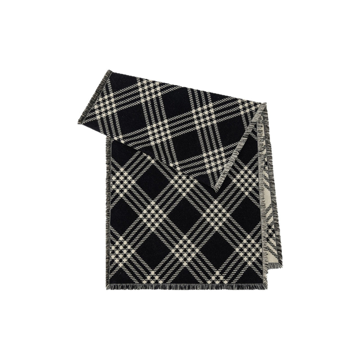 Oversized Check Blanket Scarf With Fringe