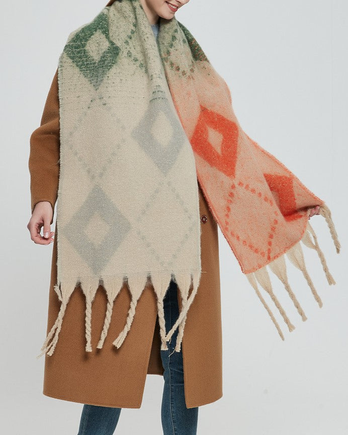 Diamond Argyle Fringe Blanket Scarf Wrap