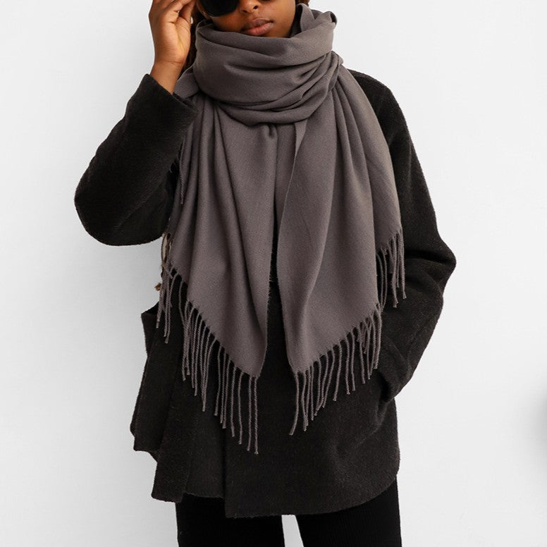 Oversized Brushed Tassel Blanket Scarf Wrap