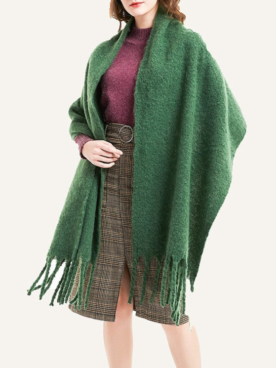Chunky Brushed Fringe Blanket Scarf