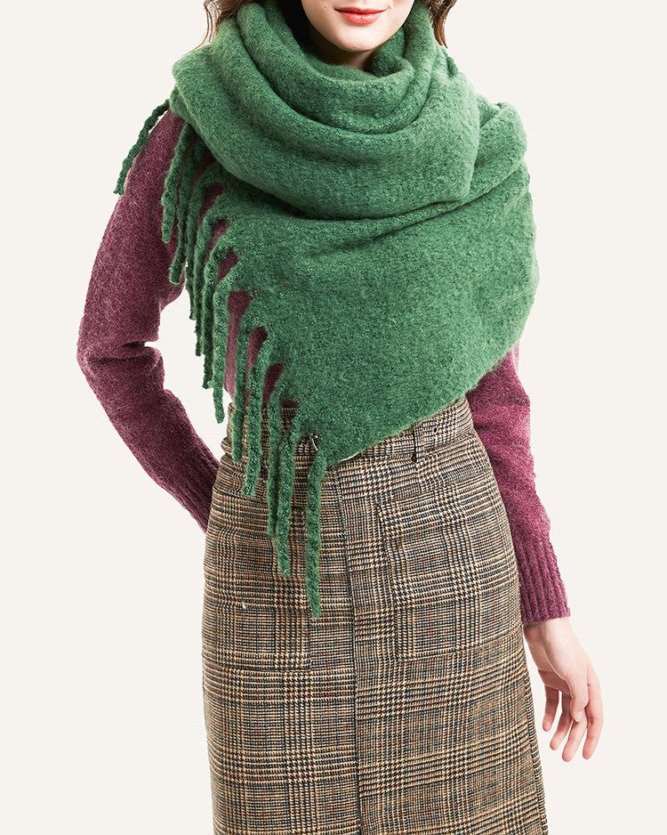 Chunky Brushed Fringe Blanket Scarf