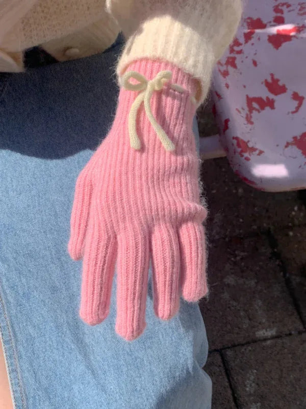 Women's Bow-Knot Touch Screen Fingerless Gloves